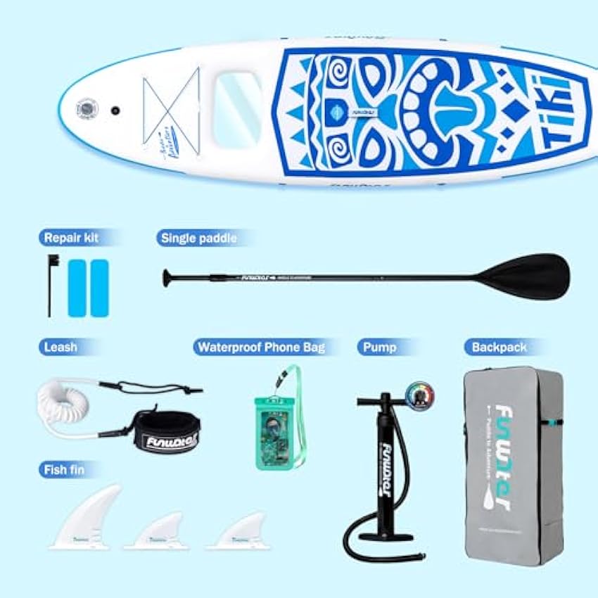 FunWater Inflatable Stand Up Paddle Board with Premium SUP Paddleboard Accessories, Wide Stable Anti-Slip EVA Deck, Paddle Boards for Adults & Youth of All Skill Levels