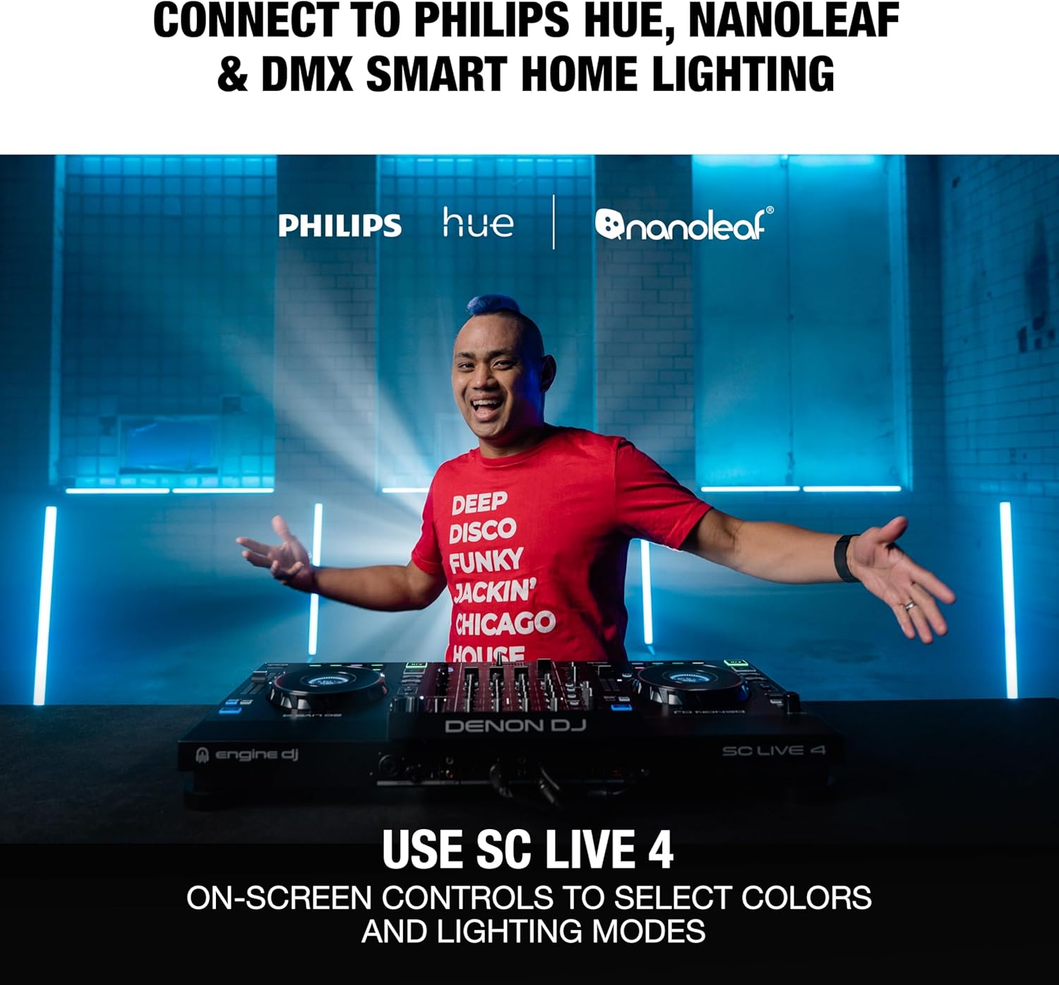 Denon DJ SC LIVE 4 Standalone DJ Controller with Stem Separation on 4-Decks, Wi-Fi Streaming, Build-in Speakers, Serato DJ and Virtual DJ Compatible