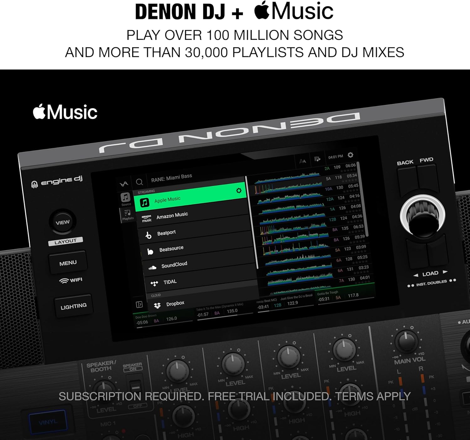 Denon DJ SC LIVE 4 Standalone DJ Controller with Stem Separation on 4-Decks, Wi-Fi Streaming, Build-in Speakers, Serato DJ and Virtual DJ Compatible