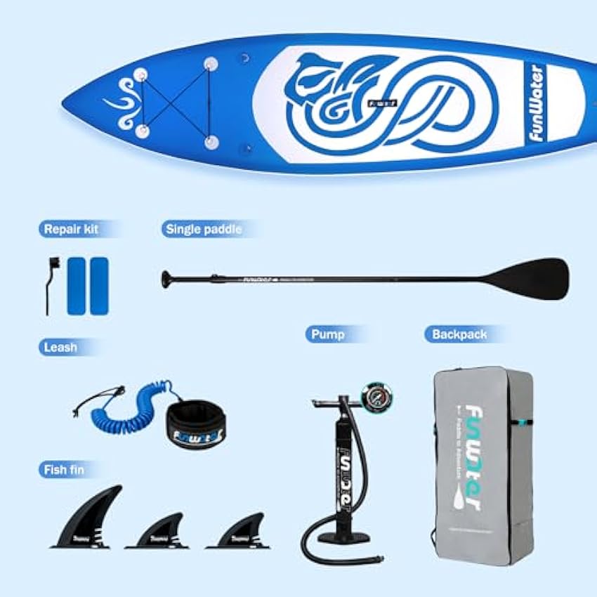 FunWater Inflatable Stand Up Paddle Board with Premium SUP Paddleboard Accessories, Wide Stable Anti-Slip EVA Deck, Paddle Boards for Adults & Youth of All Skill Levels