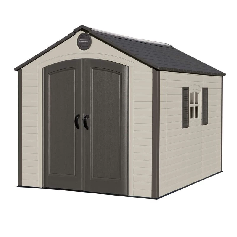 Side 10' wide x 8' deep plastic storage shed