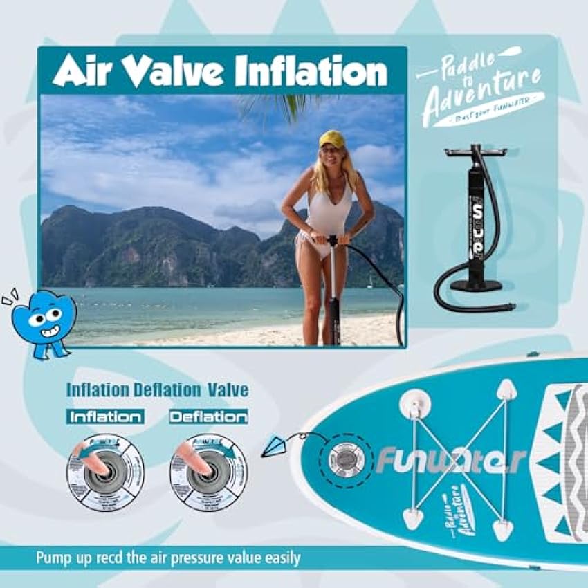 FunWater Inflatable Stand Up Paddle Board with Premium SUP Paddleboard Accessories, Wide Stable Anti-Slip EVA Deck, Paddle Boards for Adults & Youth of All Skill Levels