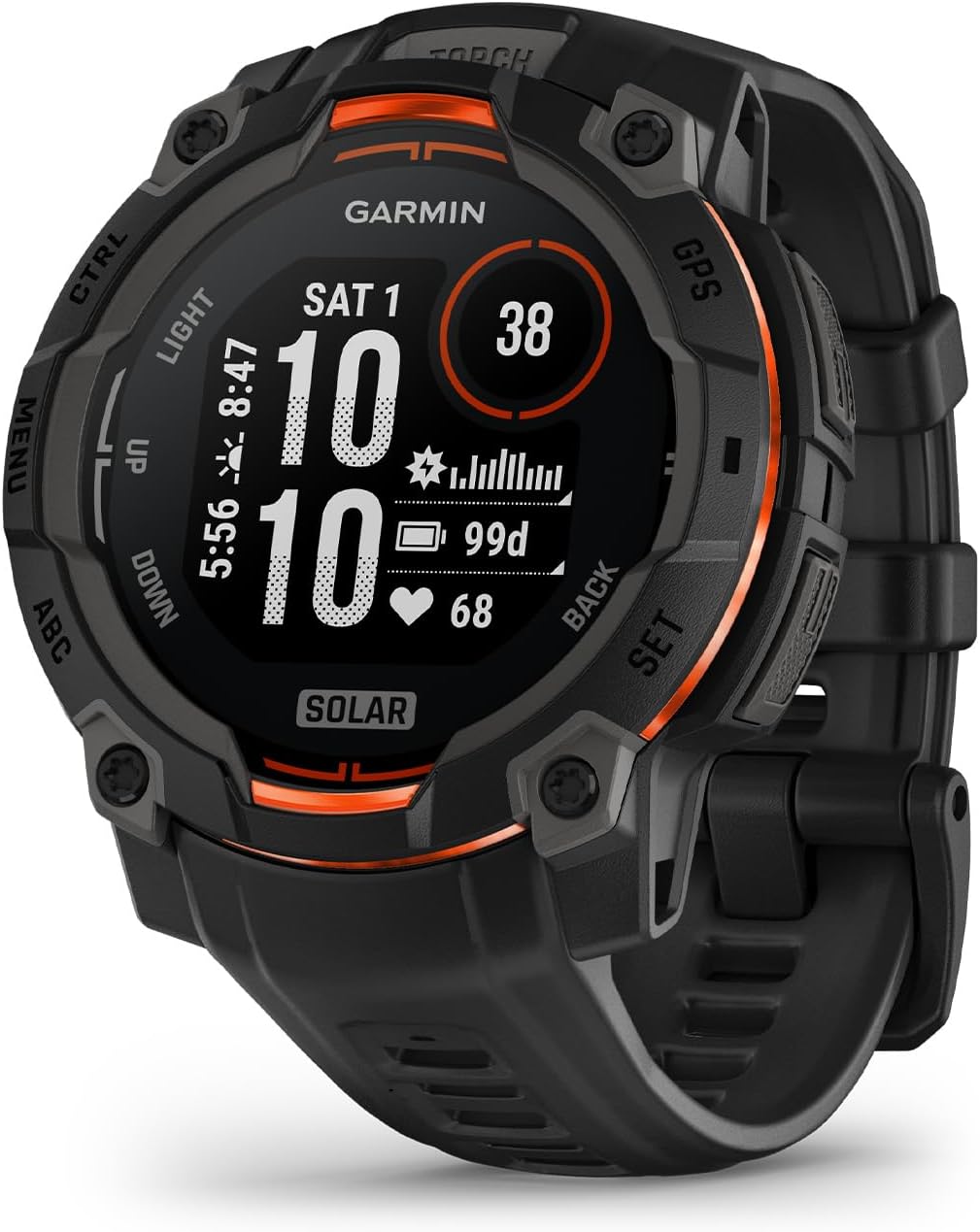 Garmin Instinct® 3 Tactical Edition, 50mm, Solar Charged Display, Rugged Outdoor GPS Smartwatch