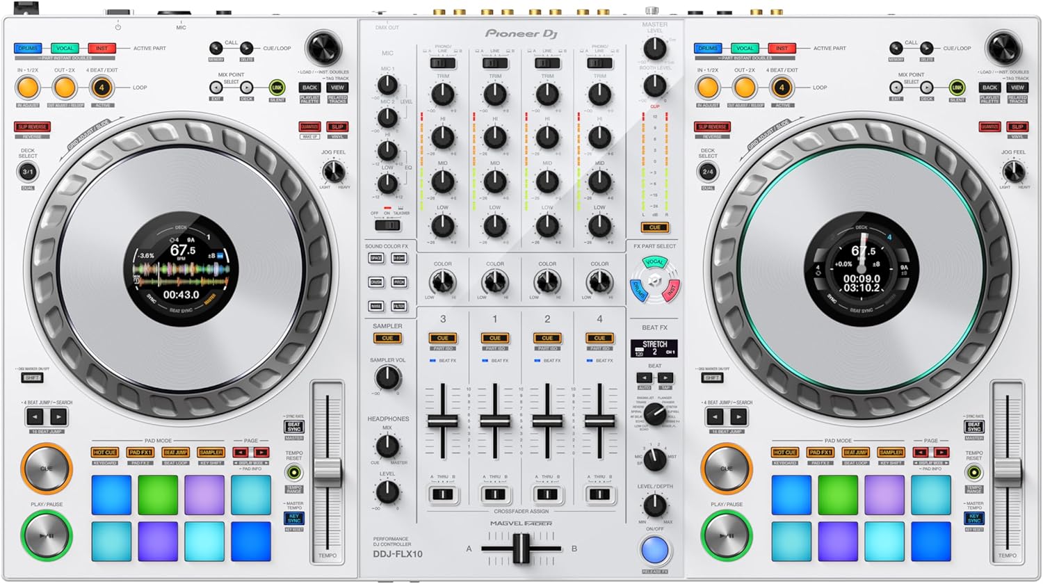 Pioneer DJ DDJ-FLX10 Limited Edition - 4-channel DJ controller for Rekordbox & Serato - White