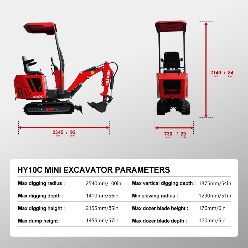 HY10C 1 Ton Mini Excavator, 13.5HP Gasoline Powered Compact Digger with EPA Certificate, Tracked Backhoe for Trenching, Farming, Landscaping, Curbside delivery & Professional unloading Included