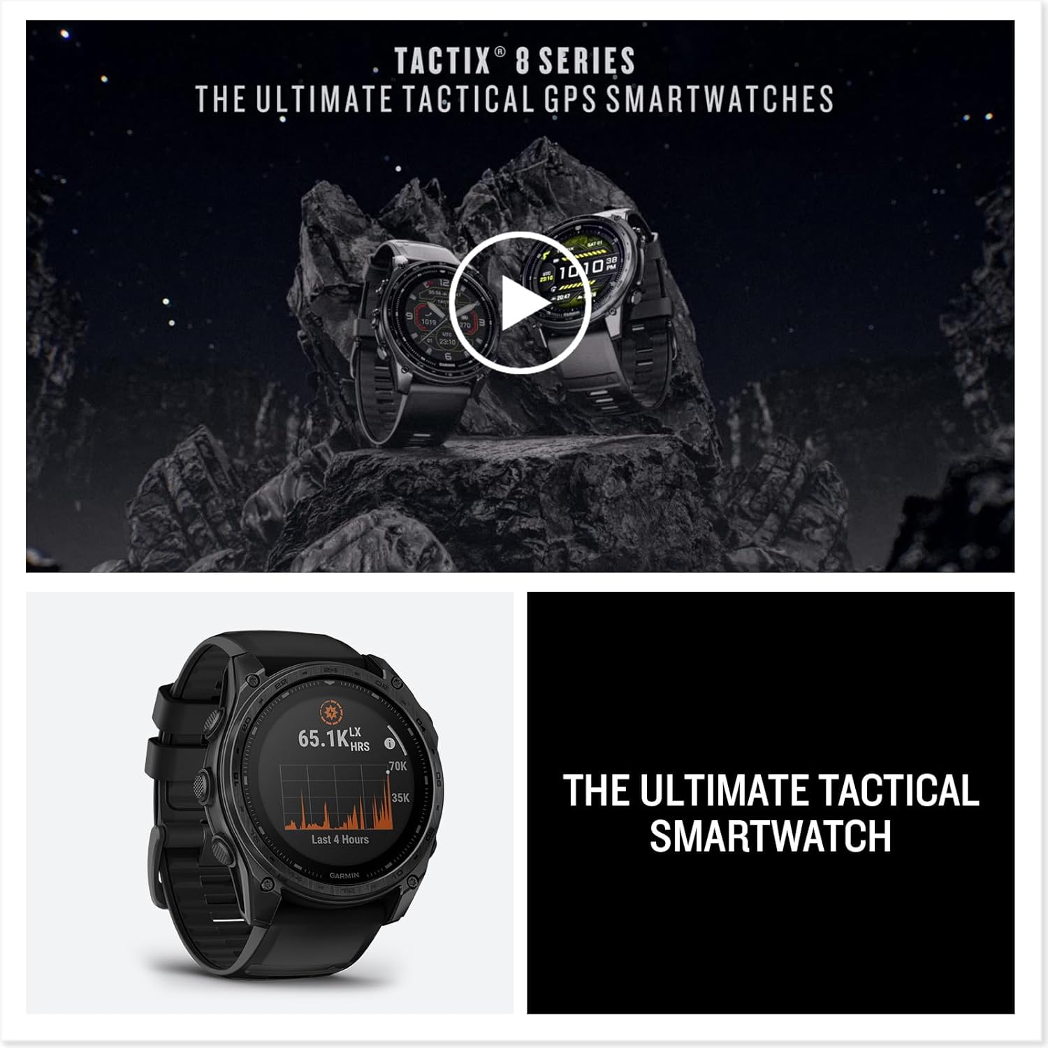 Garmin tactix® 8 51mm, Solar Charged Display, Elite, Premium Tactical GPS Smartwatch, Includes Applied Ballistics Elite™ Solver, Titanium Bezel, Sapphire Lens, 40-Meter Dive Rating