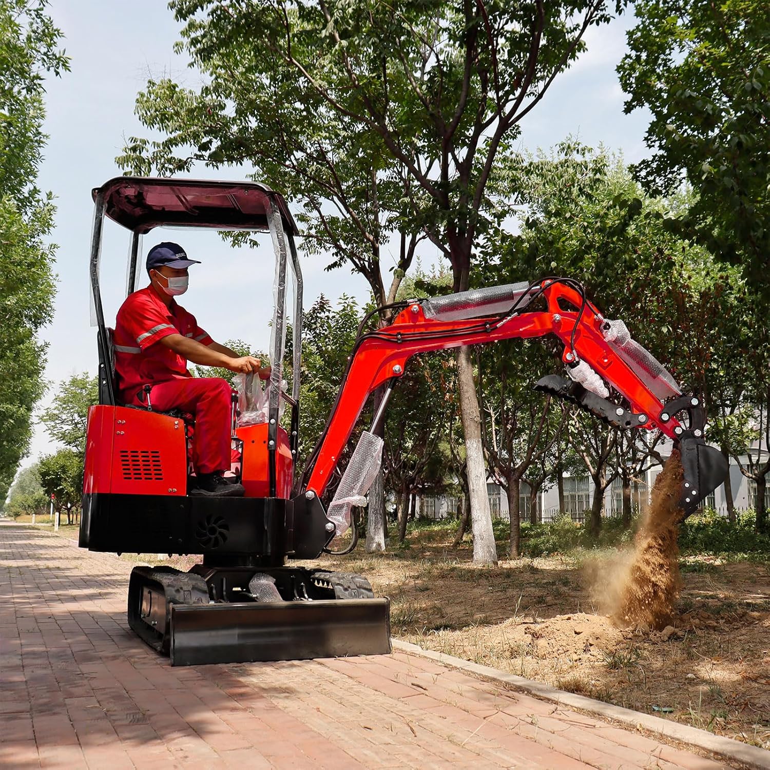 MMS 1 Ton Mini Excavator with 13.5HP Engine, Compact Backhoe Digger, Easy - to - Use Crawler Excavator for Home Use, Gardening, Landscaping & Small DIY Construction Project