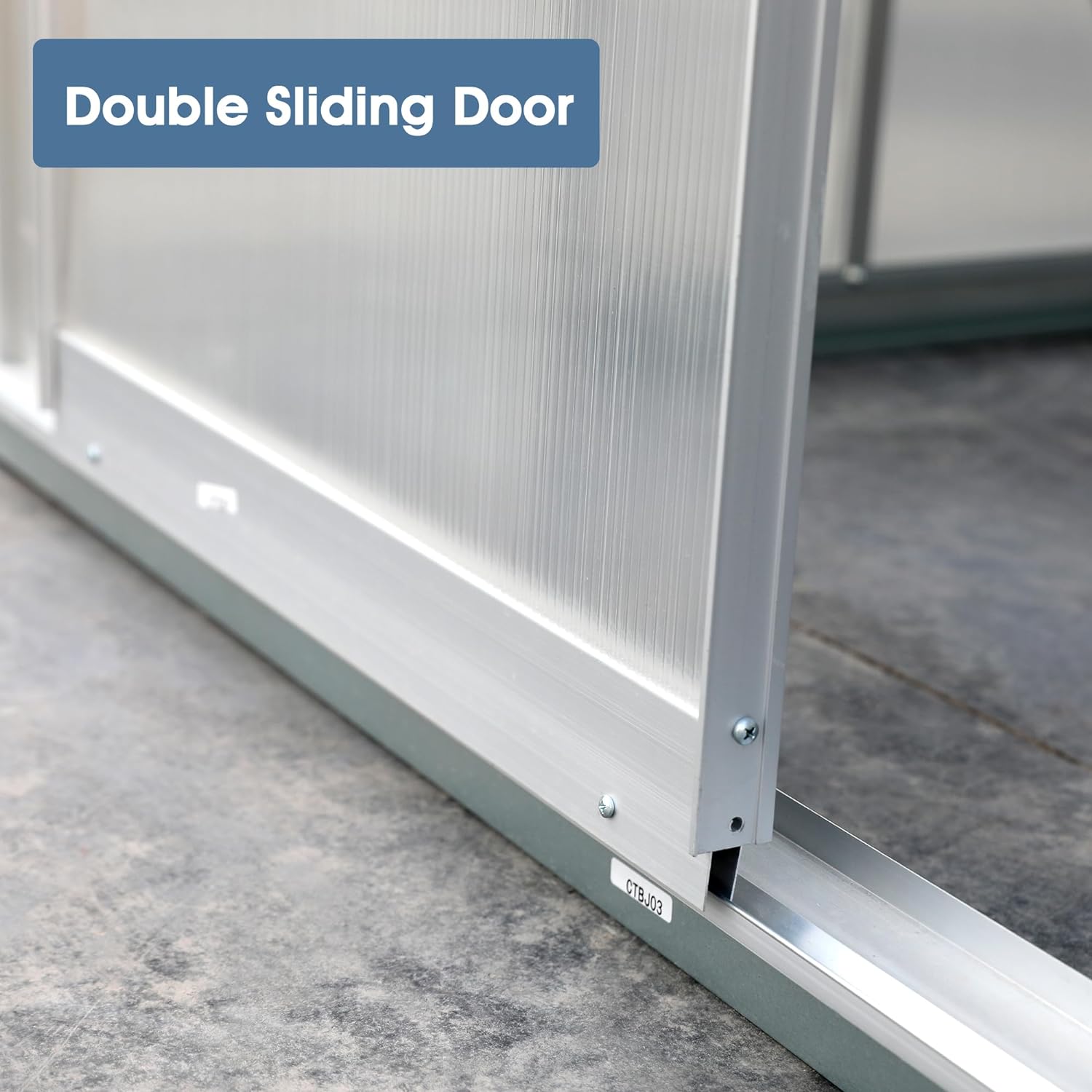 FurniFusion 8' W x 16' D Walk-in Hobby Greenhouse, Polycarbonate Garden Green Houses with 4 Adjustable Vents, Sliding Doors, Ample Space, Aluminum Hot House for Outdoor Backyard, White