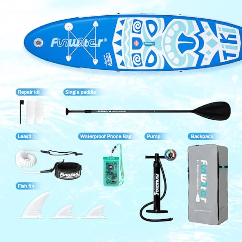 FunWater Inflatable Stand Up Paddle Board with Premium SUP Paddleboard Accessories, Wide Stable Anti-Slip EVA Deck, Paddle Boards for Adults & Youth of All Skill Levels