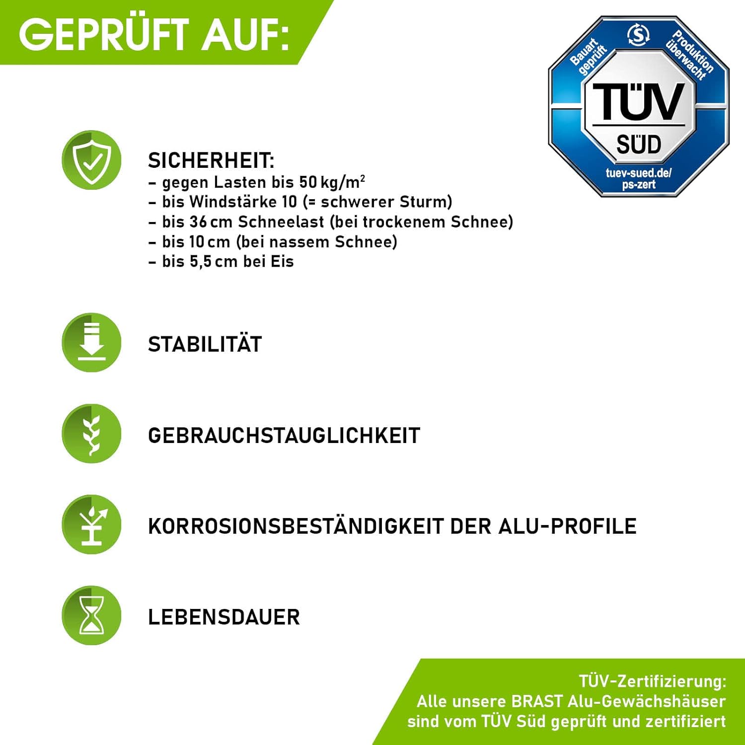 BRAST Aluminium Greenhouse with Base 380 x 250 x 205 cm, TÜV Tested, 6 mm Hollow Chamber Panels, Rustproof/Weatherproof/Temperature-Resistant