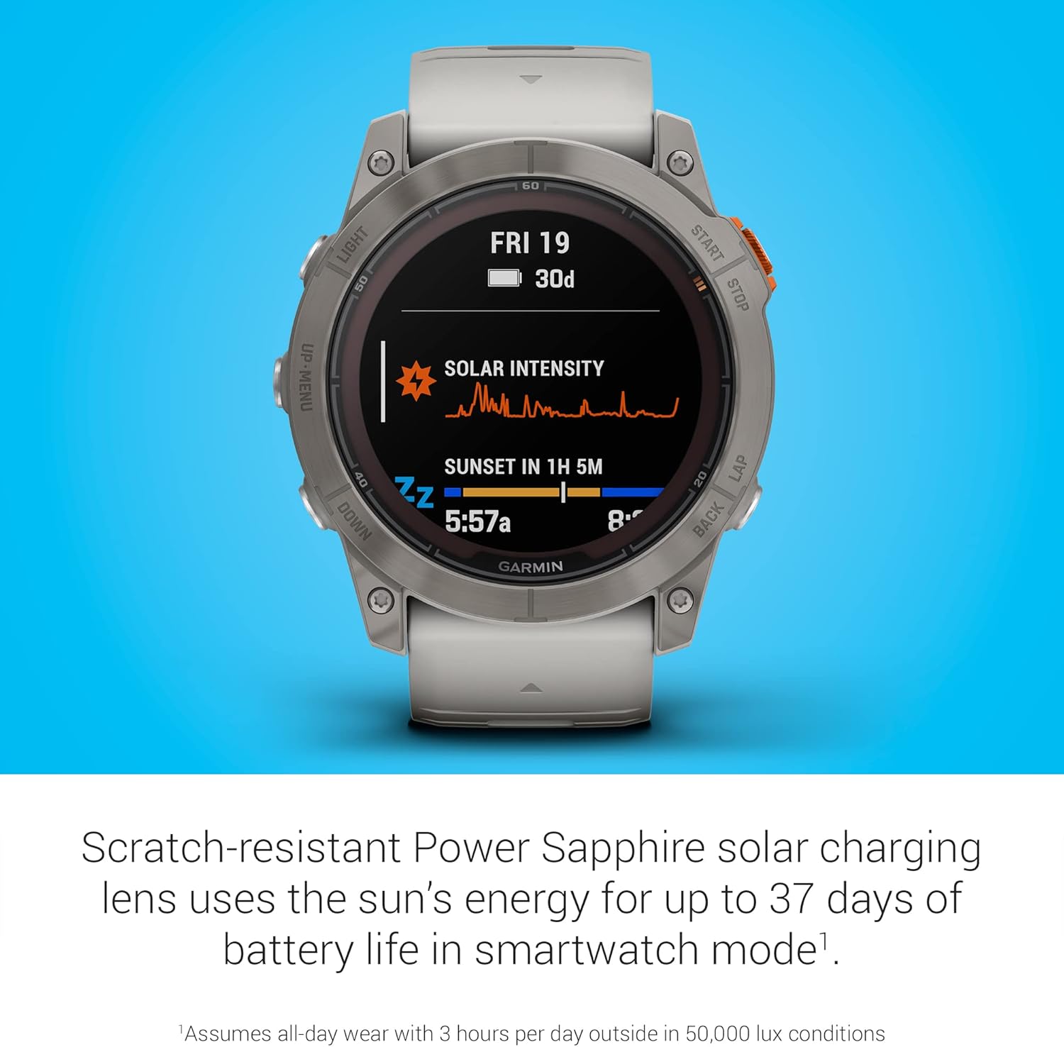 Garmin fēnix 7X Pro Sapphire Solar, Multisport GPS Smartwatch, Built-in Flashlight, Solar Charging Capability, 010-02778-10, Black