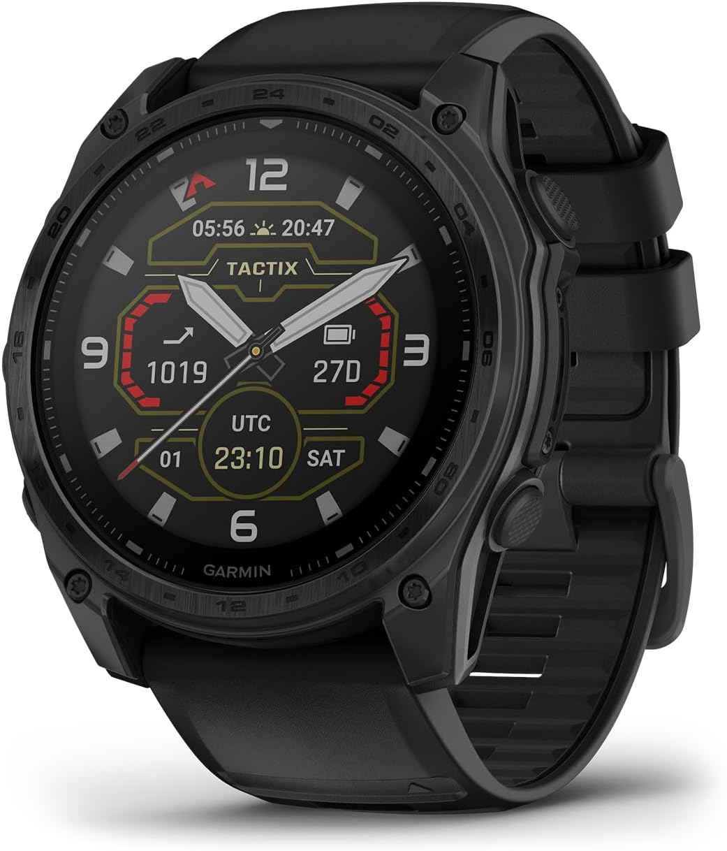 Garmin tactix® 8 51mm, Solar Charged Display, Elite, Premium Tactical GPS Smartwatch, Includes Applied Ballistics Elite™ Solver, Titanium Bezel, Sapphire Lens, 40-Meter Dive Rating