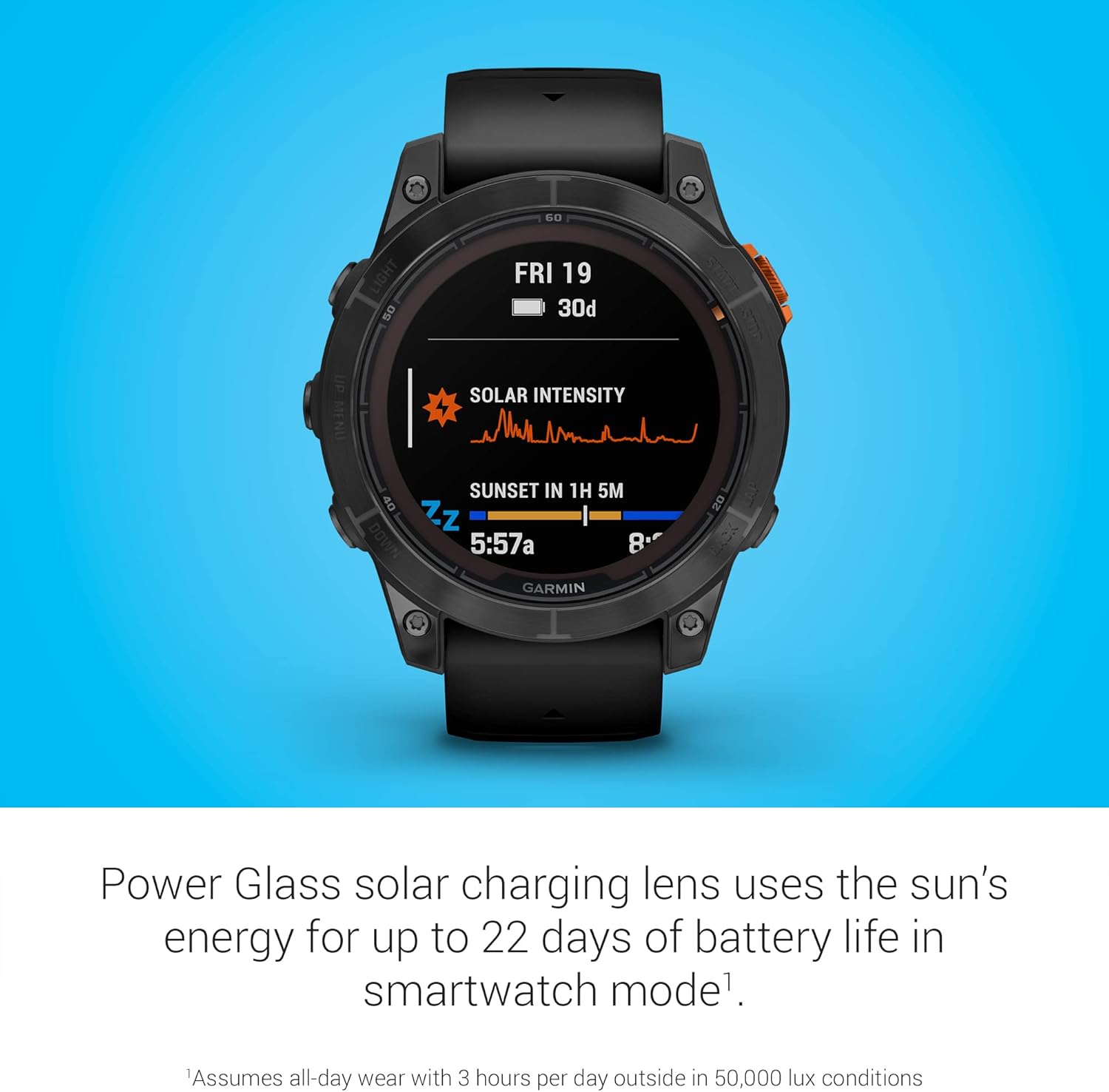 Garmin fēnix 7X Pro Sapphire Solar, Multisport GPS Smartwatch, Built-in Flashlight, Solar Charging Capability, 010-02778-10, Black