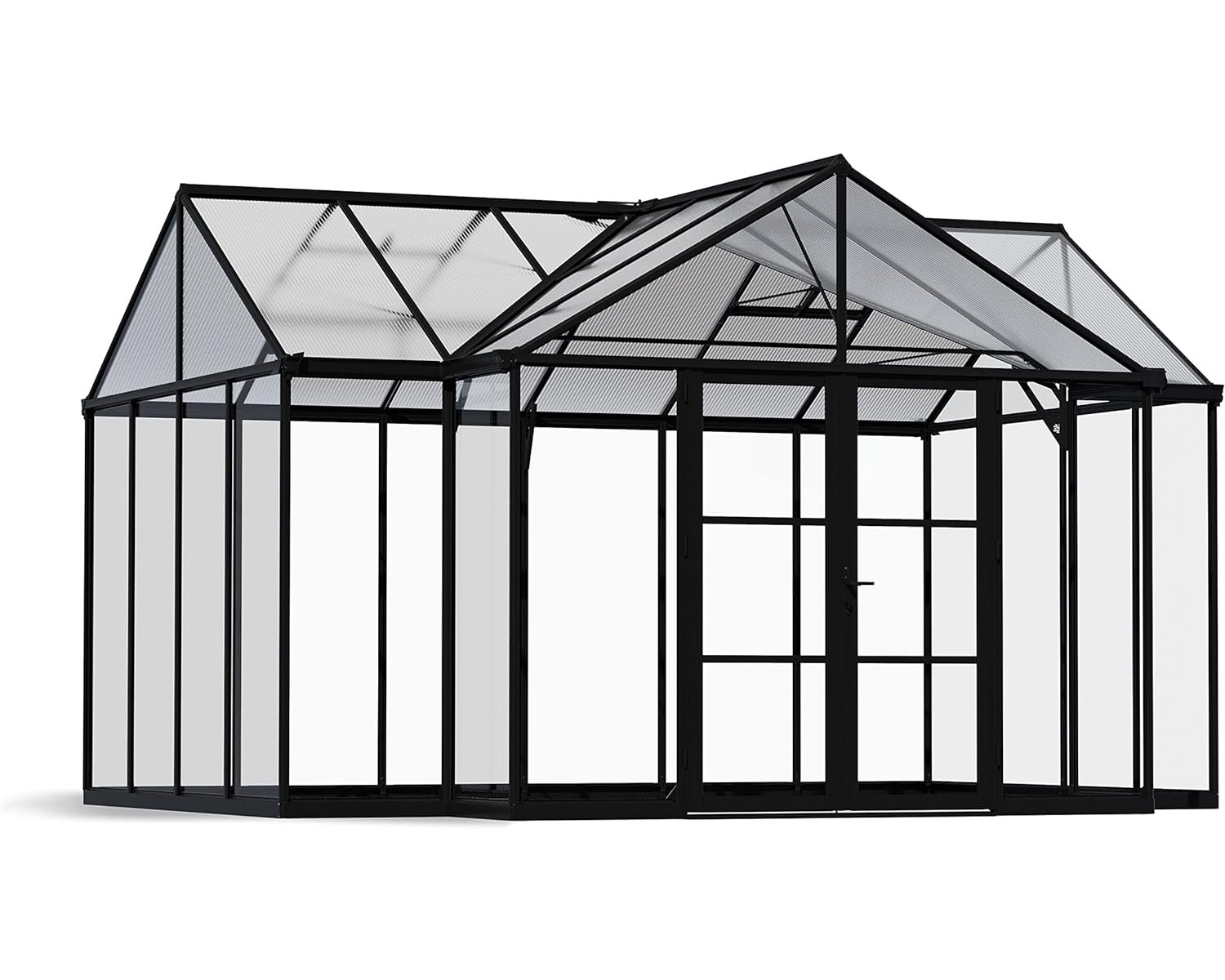 Palram - Canopia Triomphe Chalet 12 Ft. x 15 Ft. Greenhouse Kit, All-Season DIY Walk in Victorian Green House for Gardening, Outdoor Living (Charcoal Gray)