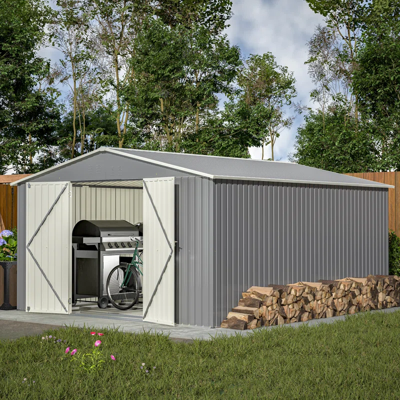 Outdoor Large Metal Storage Shed Foundation Kit Included  11 ft. x 13 ft.