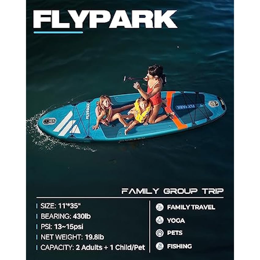 10'8/11'x35'' Fishing&Family Stable Inflatable Paddle Boards, Extra Wide SUP Paddleboard Inflatable, 430lb/3 People, Stand Up Paddle Board for Adults, Camera Mount, Shoulder Strap, Rod Holder