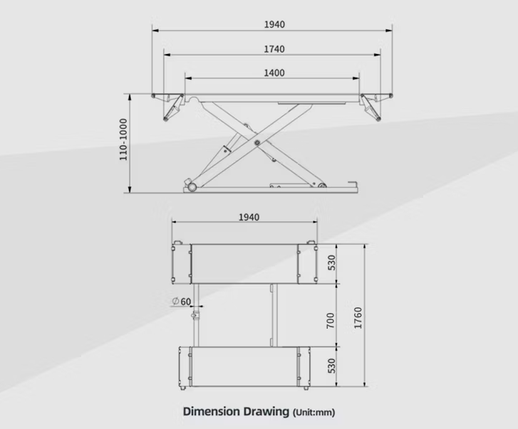 Mobile Auto Shop Hydraulic Scissor Lifting Machine MID Rise Portable Car Lift
