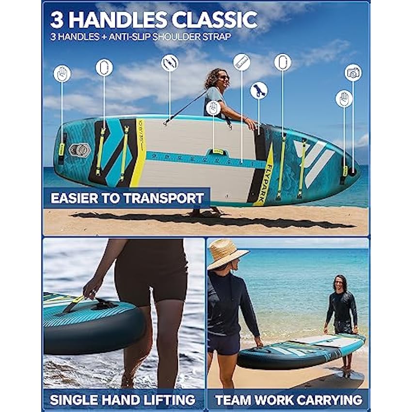 10'8/11'x35'' Fishing&Family Stable Inflatable Paddle Boards, Extra Wide SUP Paddleboard Inflatable, 430lb/3 People, Stand Up Paddle Board for Adults, Camera Mount, Shoulder Strap, Rod Holder