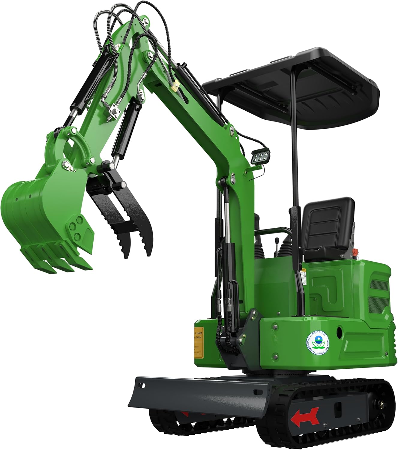 Domestic Gasoline Mini Excavator for Fathers Day, 1.2 Tons Crawler Digger with 13.5 HP B&S Engine, Hydraulic Thumb Clamp and Buckets, Work for Farm,Garden,Park,Construction Landscaping (Green1)
