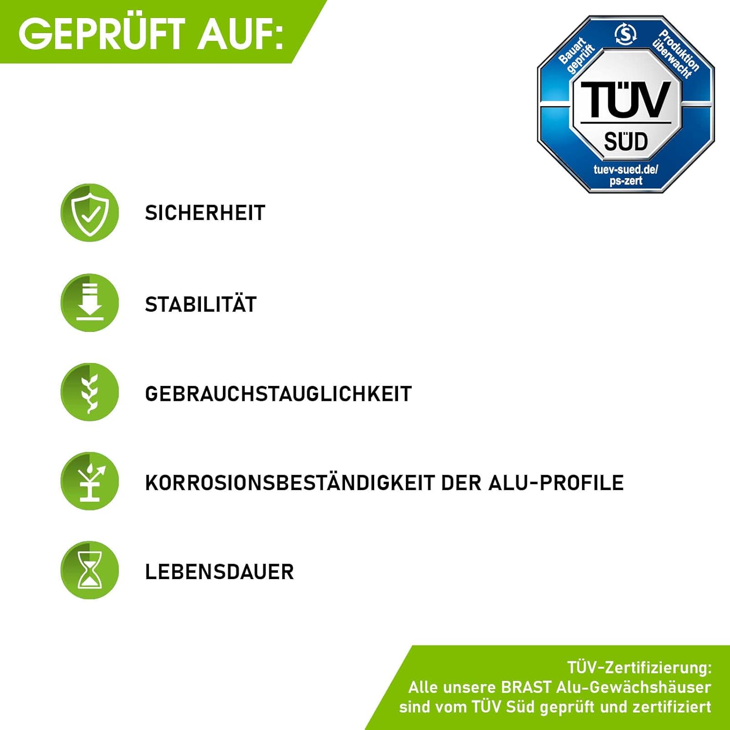 BRAST Aluminium Greenhouse with Base 430 x 250 x 205 cm, TÜV Tested, 6 mm Hollow Chamber Panels, Rustproof/Weatherproof/Temperature-Resistant