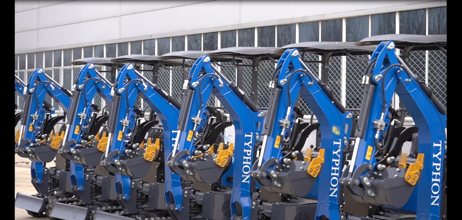 Terror XI Storm Mini Excavator – 1.1 Ton Trench Digger with Boom Swing, Hydraulic Thumb Clip, Bucket, Hydraulic Oil Cooler