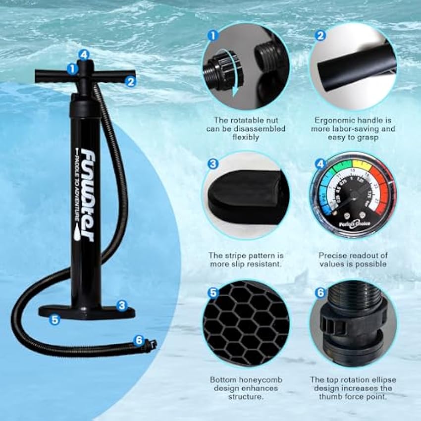 FunWater Inflatable Stand Up Paddle Board with Premium SUP Paddleboard Accessories, Wide Stable Anti-Slip EVA Deck, Paddle Boards for Adults & Youth of All Skill Levels