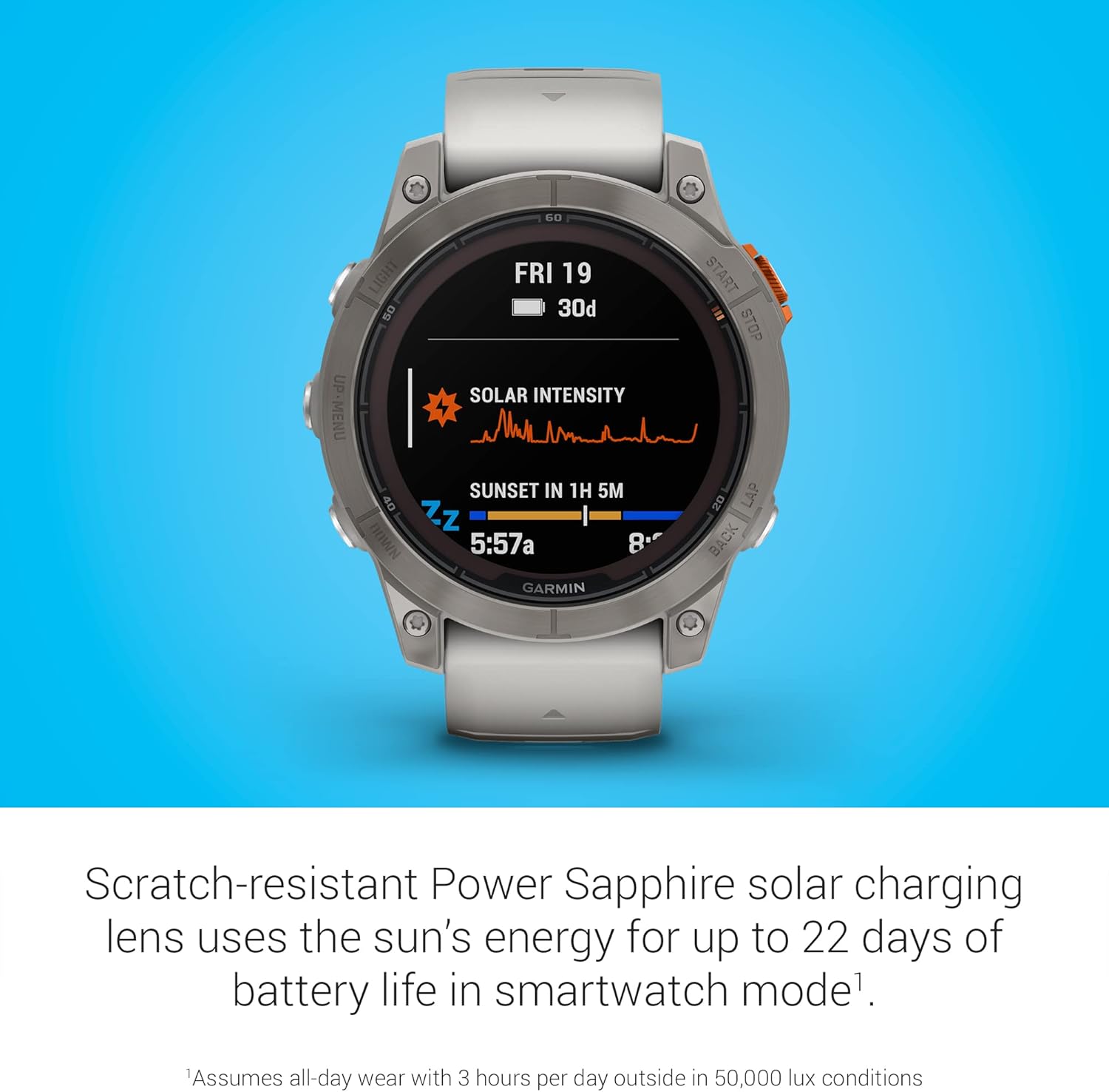 Garmin fēnix 7X Pro Sapphire Solar, Multisport GPS Smartwatch, Built-in Flashlight, Solar Charging Capability, 010-02778-10, Black