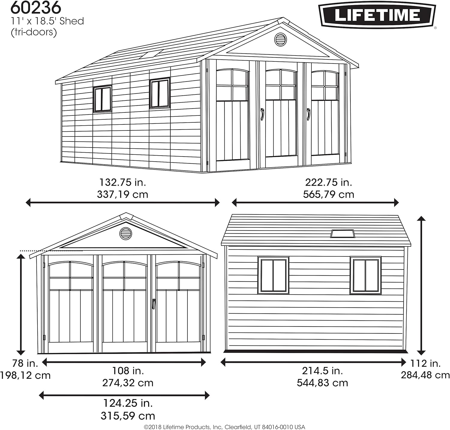 Lifetime 11 x 18.5 Ft. Outdoor Storage Shed, 11 x 18.5, Desert Sand