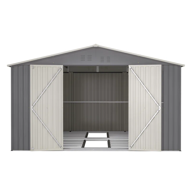 Outdoor Large Metal Storage Shed Foundation Kit Included  11 ft. x 13 ft.