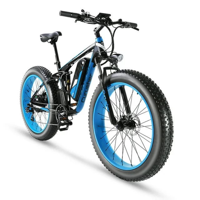 Cyrusher 750W Electric Bicycle Adult Foldable 4.0 Fat Tire Ebike Electric BikevSmart Commuter E-bike Blue LG/Samsung Cell 48V 13ah
