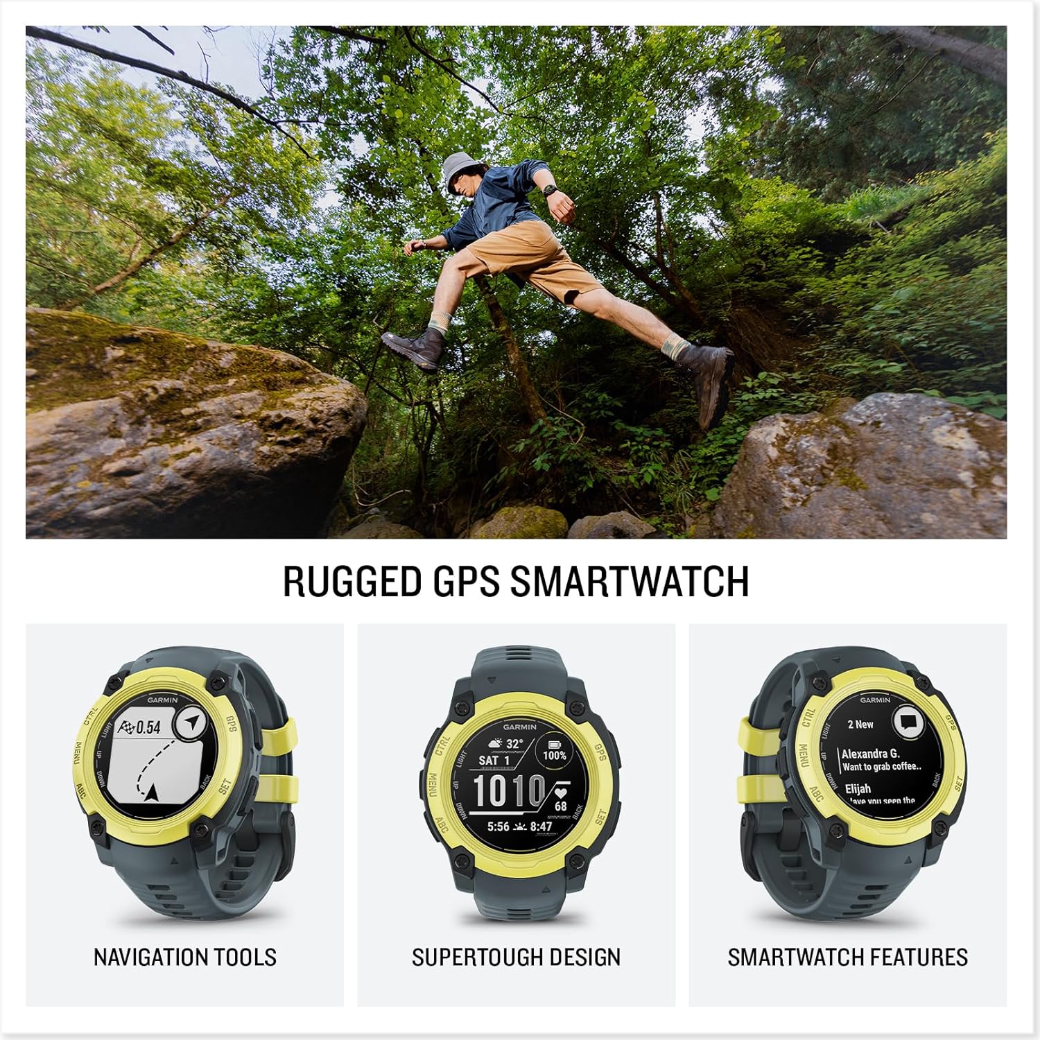 Garmin Instinct® 3 Tactical Edition, 50mm, Solar Charged Display, Rugged Outdoor GPS Smartwatch