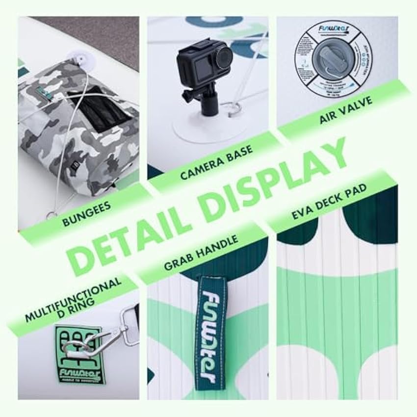 FunWater Inflatable Stand Up Paddle Board with Premium SUP Paddleboard Accessories, Wide Stable Anti-Slip EVA Deck, Paddle Boards for Adults & Youth of All Skill Levels