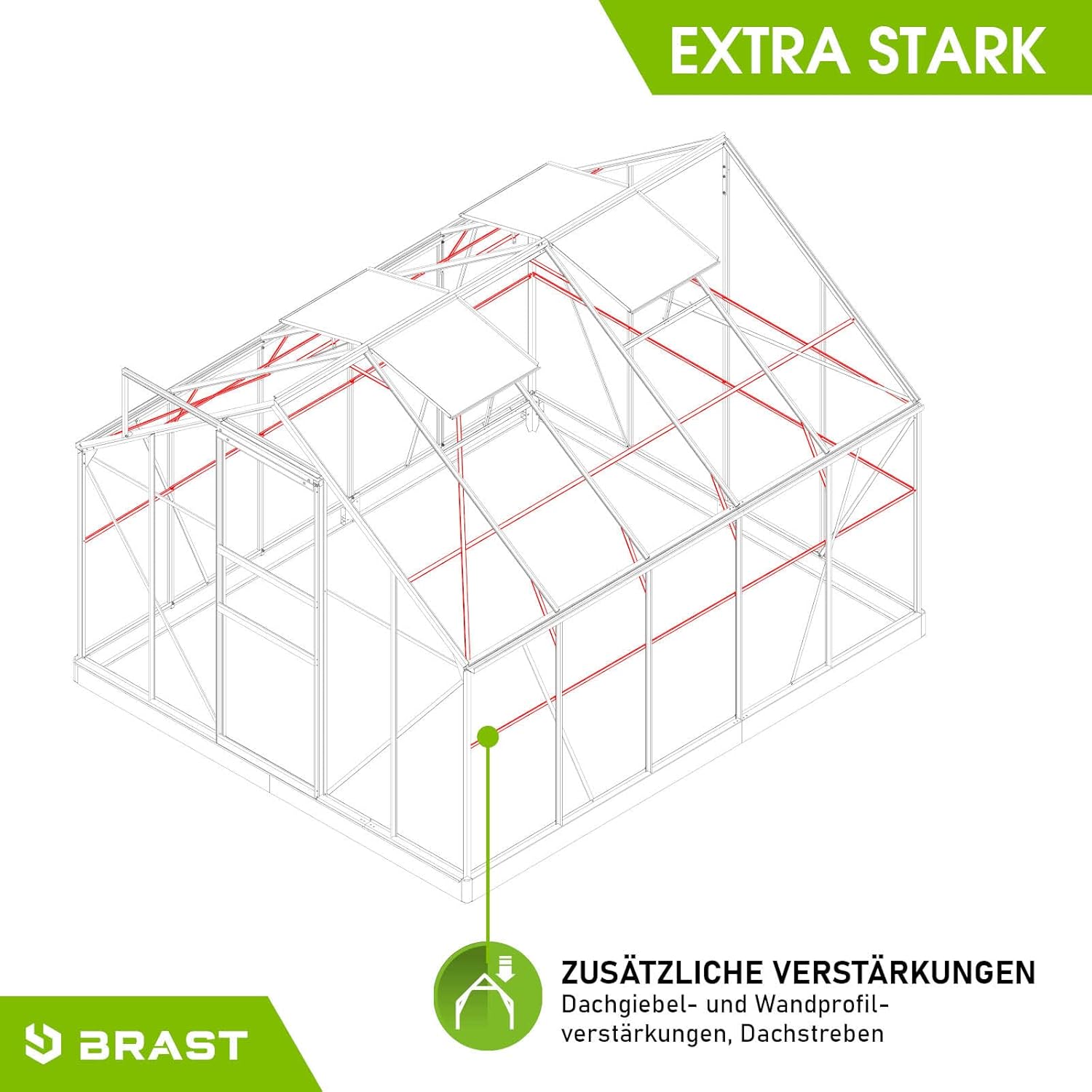 RAST Aluminium Greenhouse with Base 310 x 250 x 205 cm, TÜV Tested, 6 mm Hollow Chamber Panels, Rustproof/Weatherproof/Temperature-Resistant