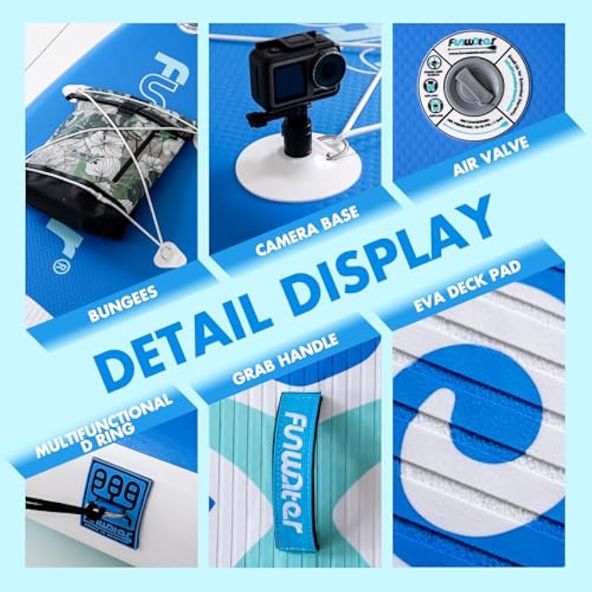 FunWater Inflatable Stand Up Paddle Board with Premium SUP Paddleboard Accessories, Wide Stable Anti-Slip EVA Deck, Paddle Boards for Adults & Youth of All Skill Levels