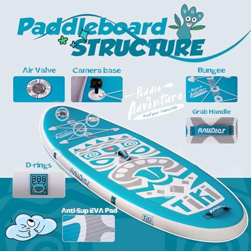 FunWater Inflatable Stand Up Paddle Board with Premium SUP Paddleboard Accessories, Wide Stable Anti-Slip EVA Deck, Paddle Boards for Adults & Youth of All Skill Levels