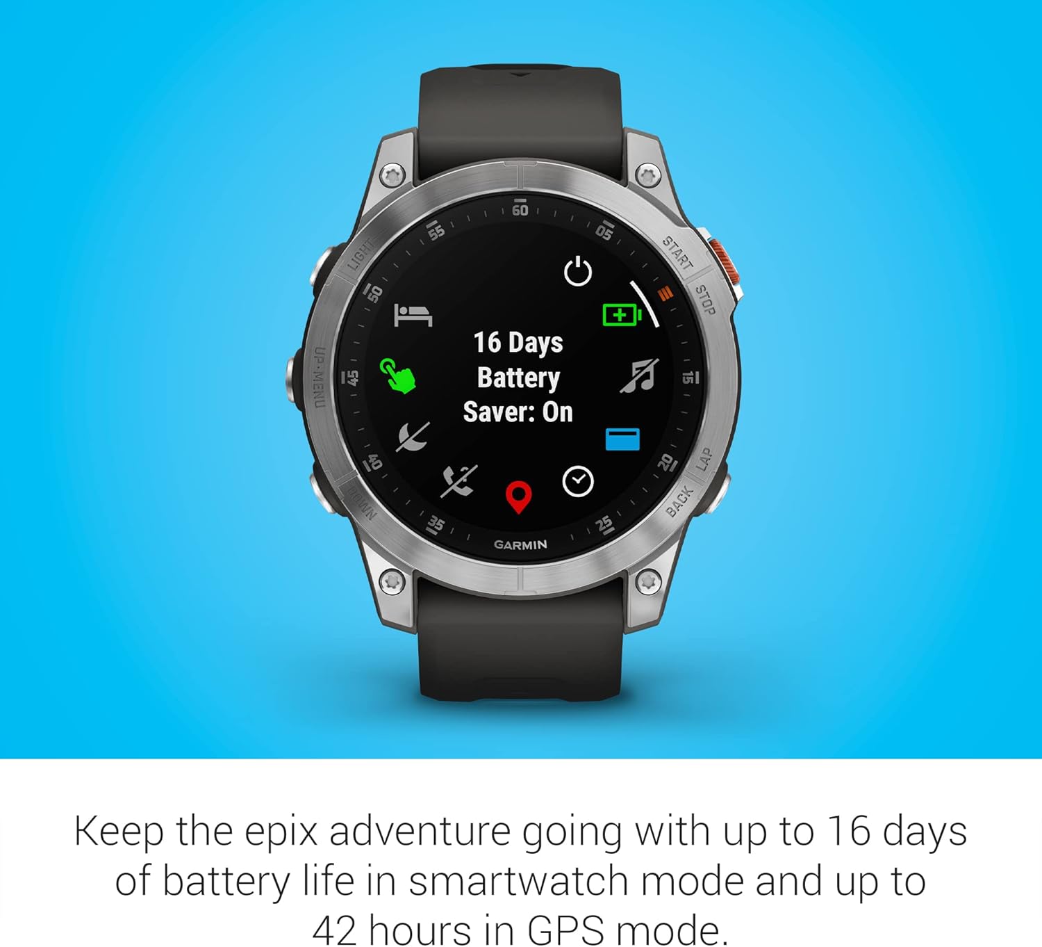 Garmin epix Gen 2, Premium active smartwatch, Health and wellness features, touchscreen AMOLED display, adventure watch with advanced features, white titanium