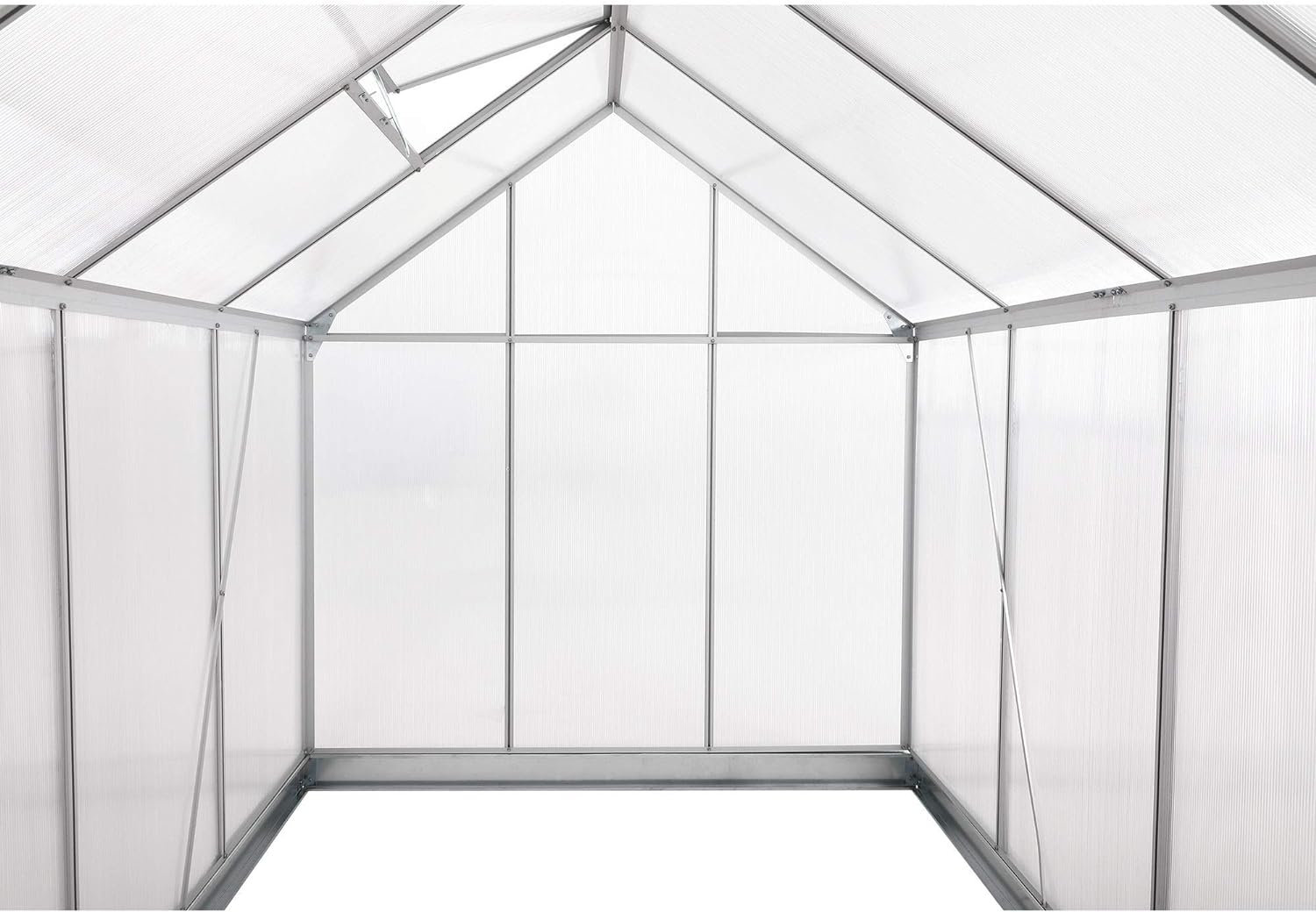 Zelsius Aluminium Garden Greenhouse in Various Sizes with Twin-wall Sheets, optionally with a Steel Base Frame