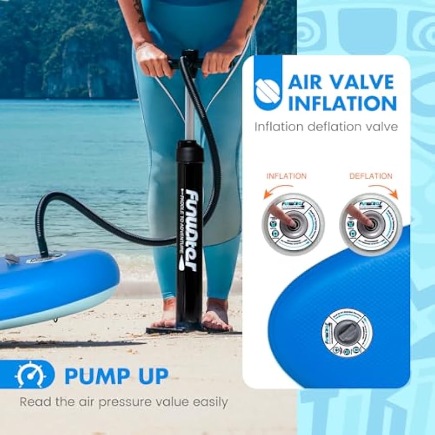 FunWater Inflatable Stand Up Paddle Board with Premium SUP Paddleboard Accessories, Wide Stable Anti-Slip EVA Deck, Paddle Boards for Adults & Youth of All Skill Levels