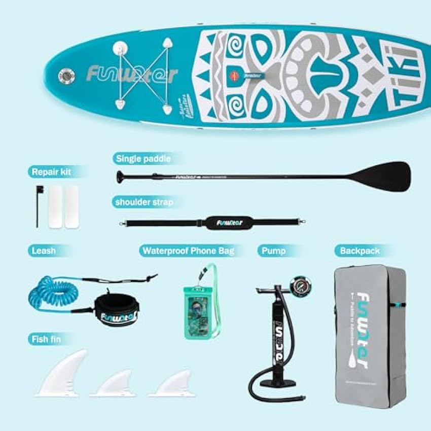 FunWater Inflatable Stand Up Paddle Board with Premium SUP Paddleboard Accessories, Wide Stable Anti-Slip EVA Deck, Paddle Boards for Adults & Youth of All Skill Levels